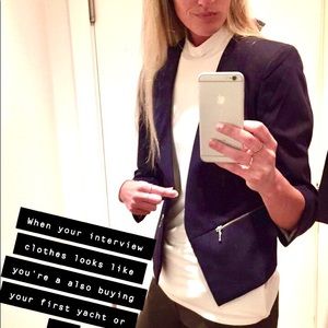 Navy blazer asymmetrical- Express professional